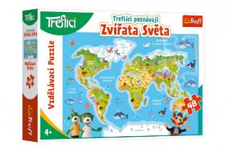 Obrázek z Puzzle Treflíci poznávají Zvířata světa 48 dílků 60x40cm 